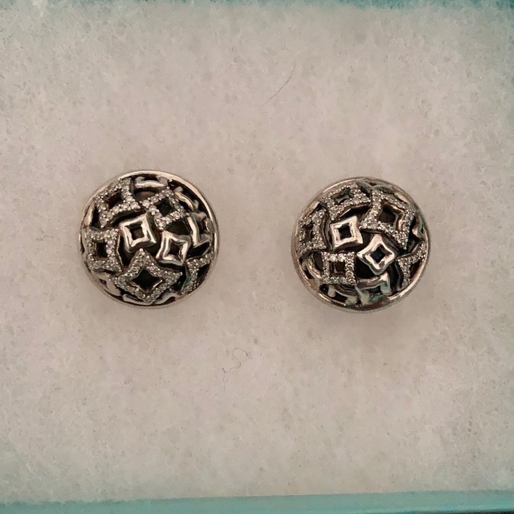 David Yurman Tapestry round button earrings